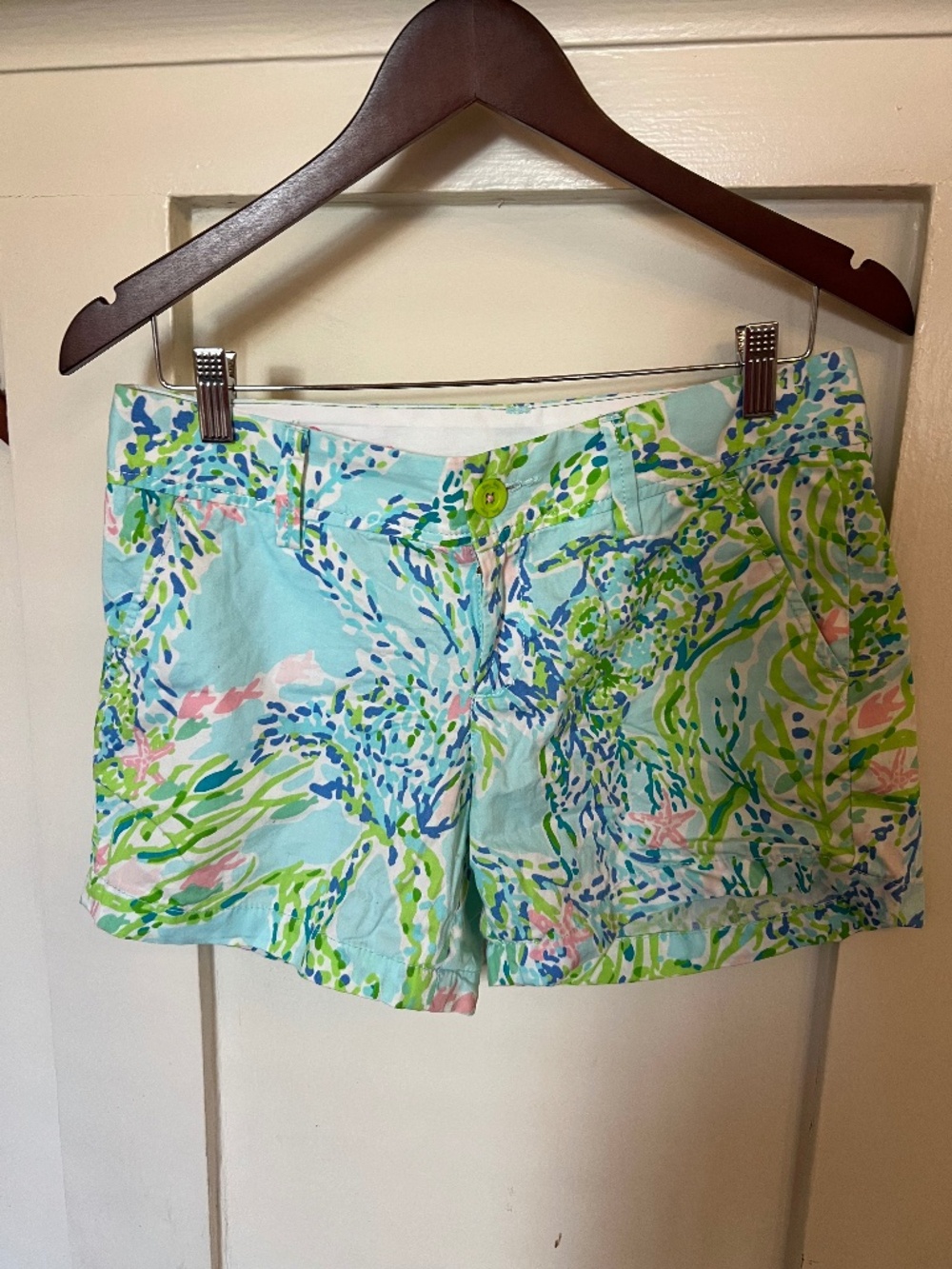 Lilly Pulitzer Callahan Shorts Blue Green Print - Size 4